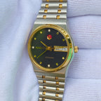 Vintage Rado Voyager Black Diamond Dial Two-Tone Rare Automatic Watch, Swiss